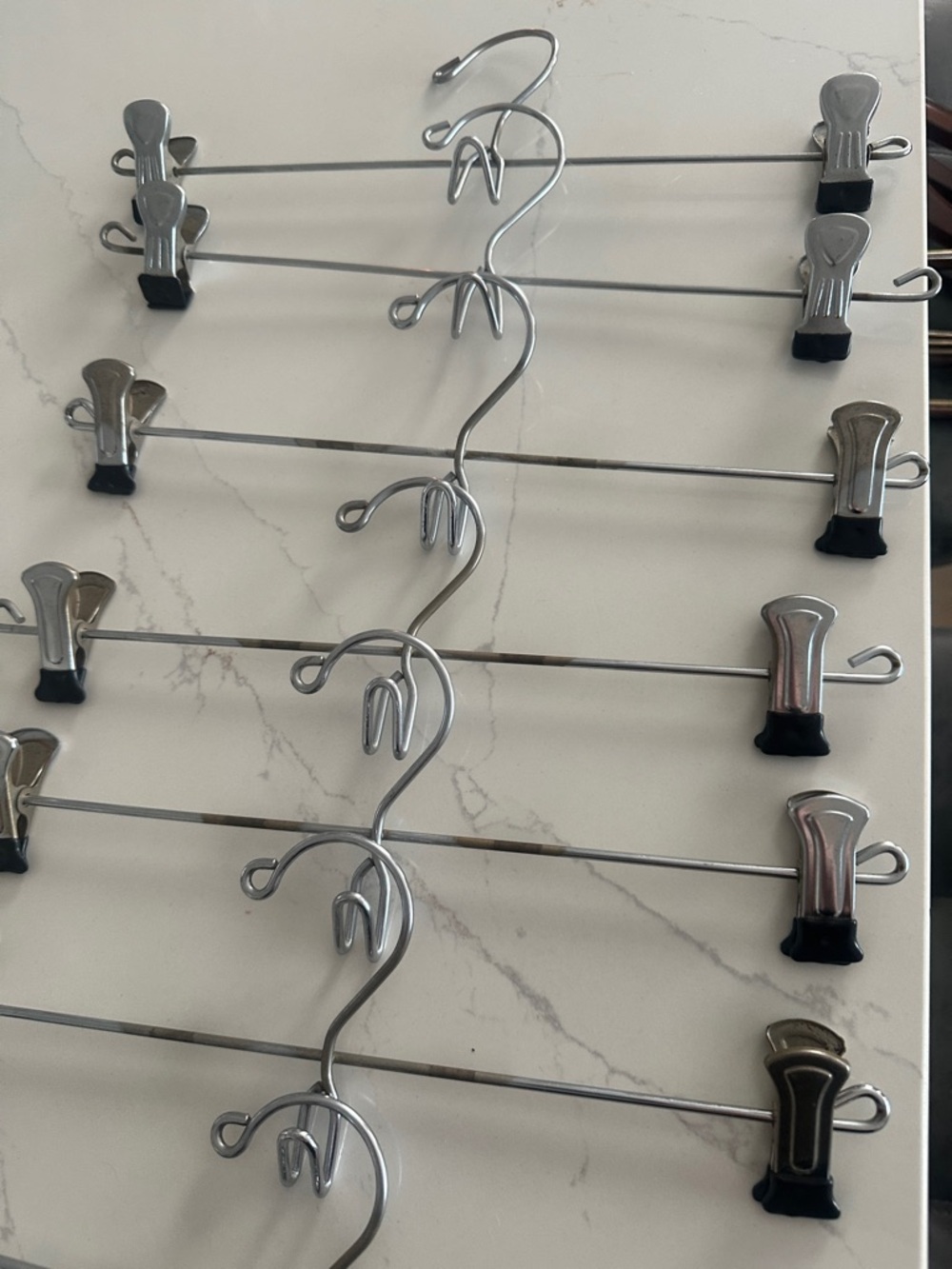 Set of 8 Metal Skirt/Pant Hangers with Clips - Silver - Picture 10 of 13